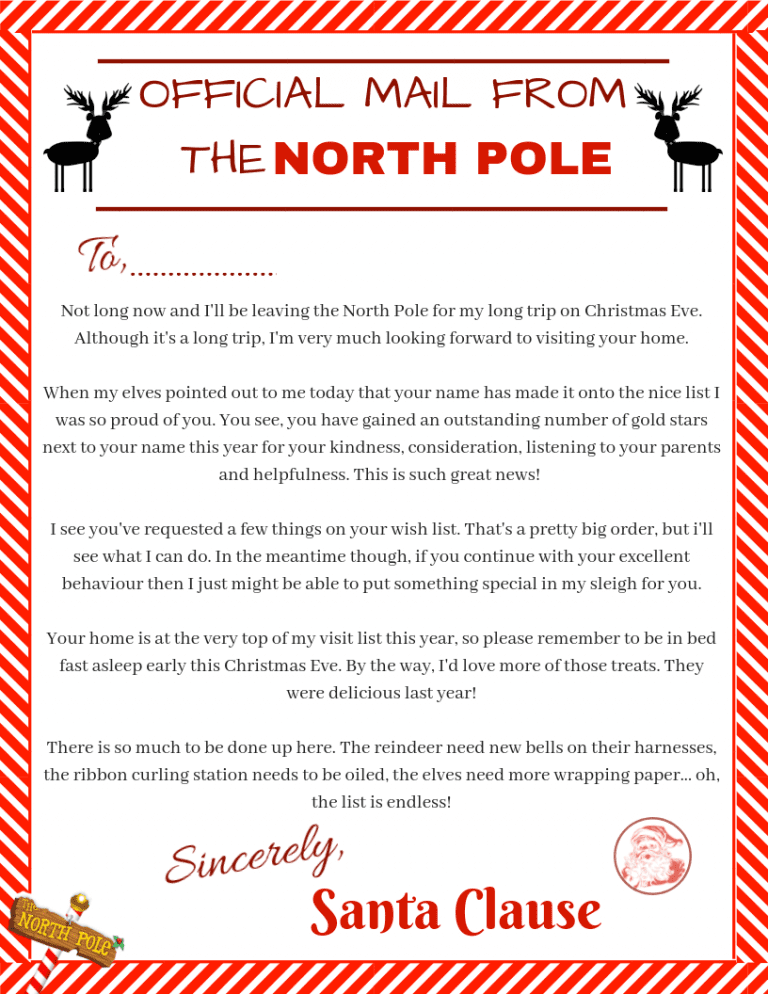 Letter To Santa Templates The Naturally Clean Co